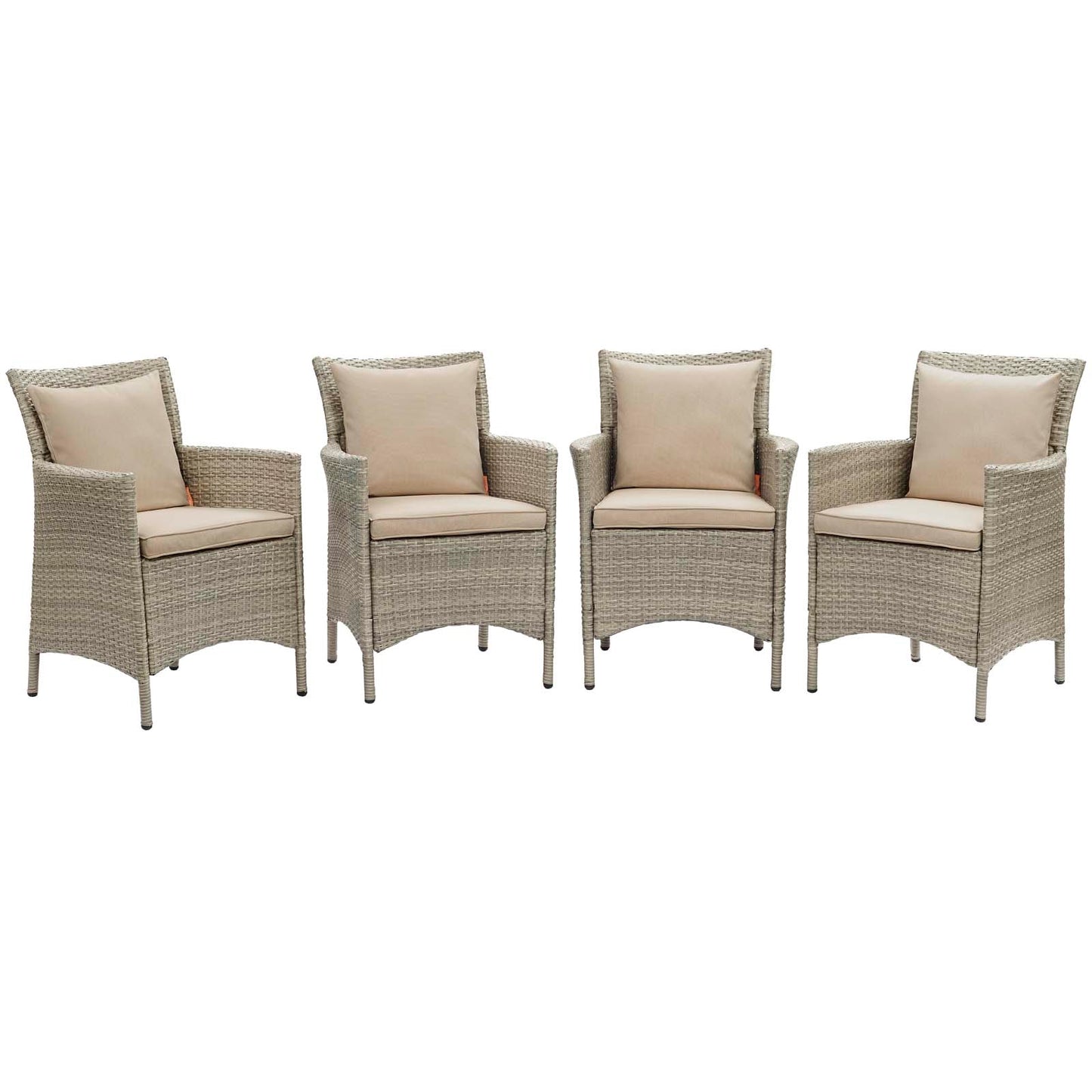 Modway Conduit Outdoor Patio Wicker Rattan Dining Armchair Set of 4 - EEI-4028 | Armchairs | Modishstore - 1