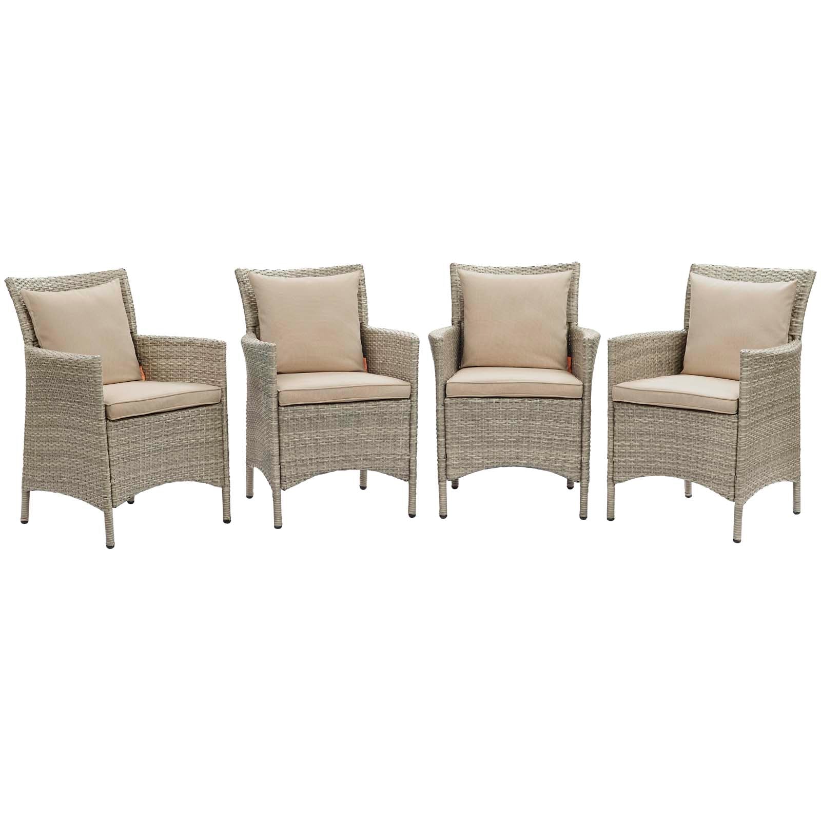 Modway Conduit Outdoor Patio Wicker Rattan Dining Armchair Set of 4 - EEI-4028 | Armchairs | Modishstore - 1