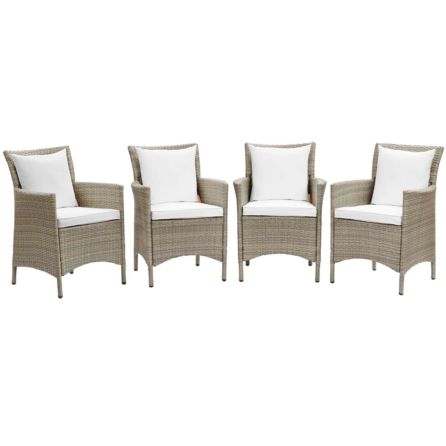 Modway Conduit Outdoor Patio Wicker Rattan Dining Armchair Set of 4 | Armchairs | Modishstore-14