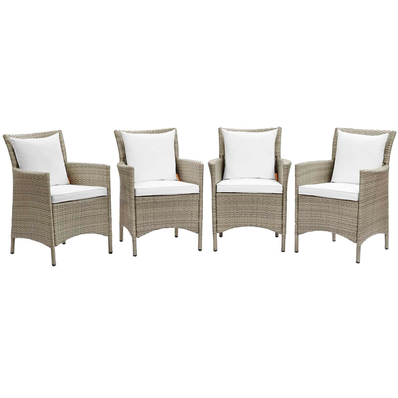 Modway Conduit Outdoor Patio Wicker Rattan Dining Armchair Set of 4 | Armchairs | Modishstore-14