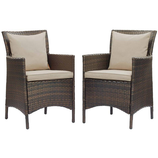 Modway Conduit Outdoor Patio Wicker Rattan Dining Armchair Set of 2 | Dining Chairs | Modishstore
