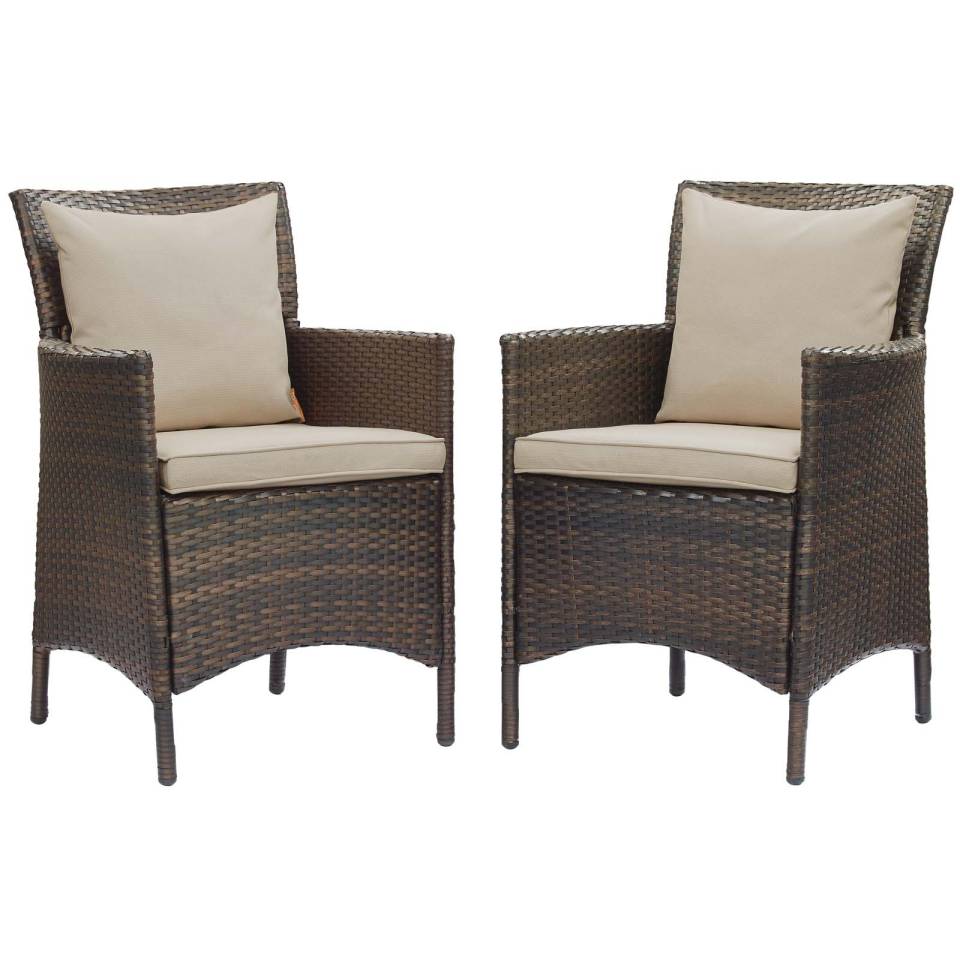 Modway Conduit Outdoor Patio Wicker Rattan Dining Armchair Set of 2 - EEI-4030 | Dining Chairs | Modishstore - 1