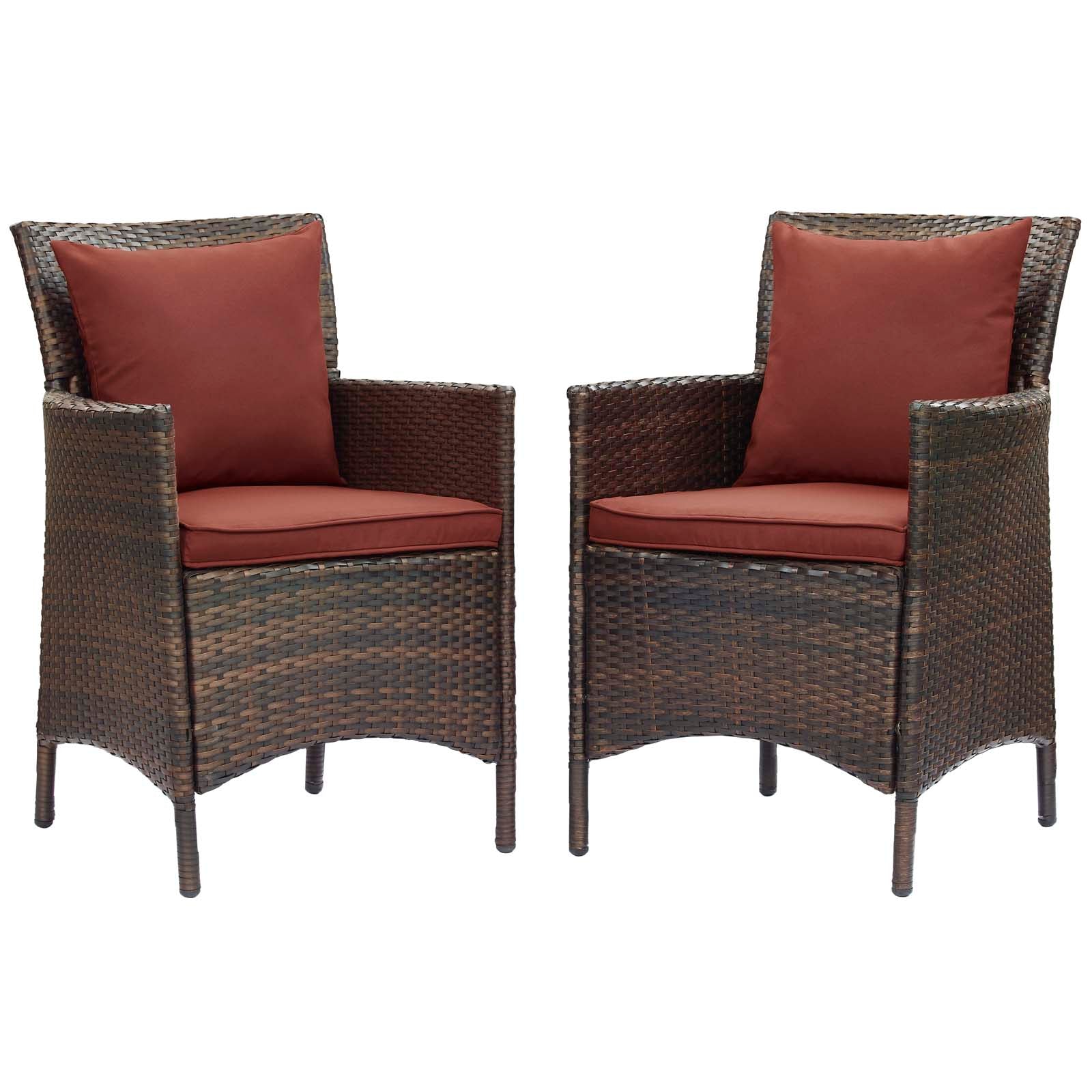 Modway Conduit Outdoor Patio Wicker Rattan Dining Armchair Set of 2 | Dining Chairs | Modishstore-27