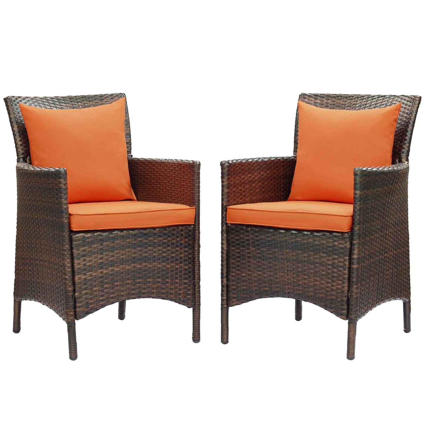 Modway Conduit Outdoor Patio Wicker Rattan Dining Armchair Set of 2 | Dining Chairs | Modishstore-32