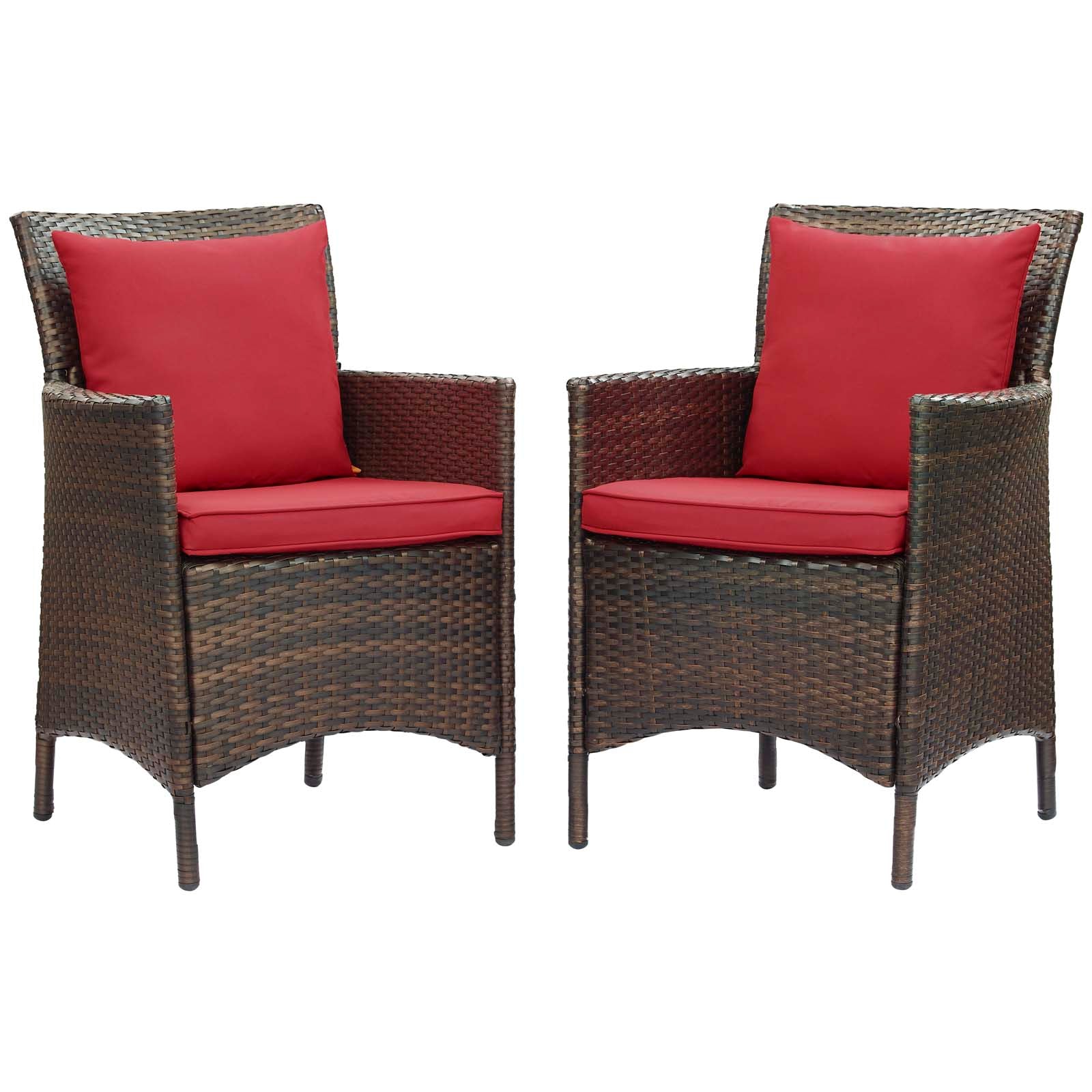 Modway Conduit Outdoor Patio Wicker Rattan Dining Armchair Set of 2 | Dining Chairs | Modishstore-34