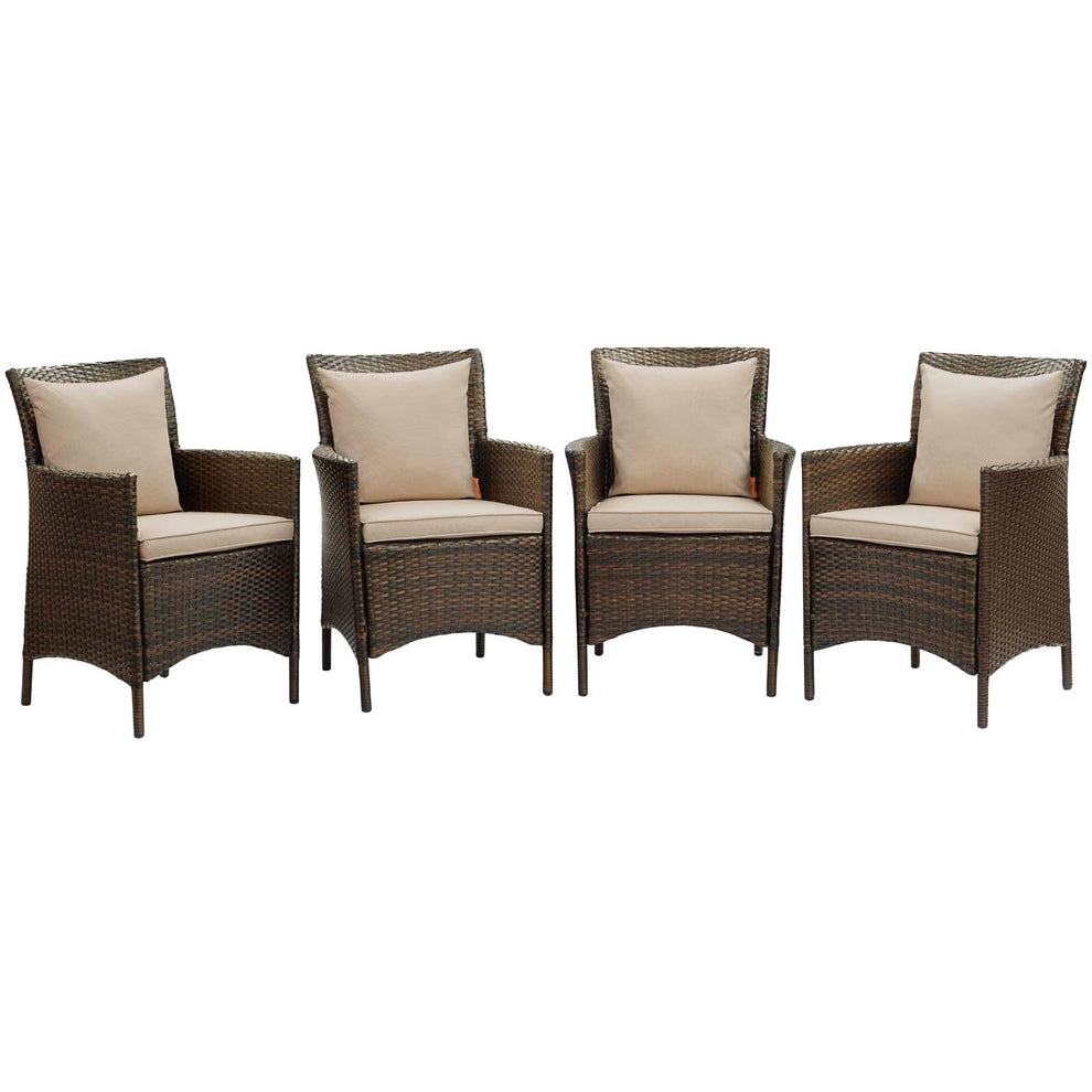 Modway Conduit Outdoor Patio Wicker Rattan Dining Armchair Set of 4 - EEI-4031 | Dining Chairs | Modishstore - 1