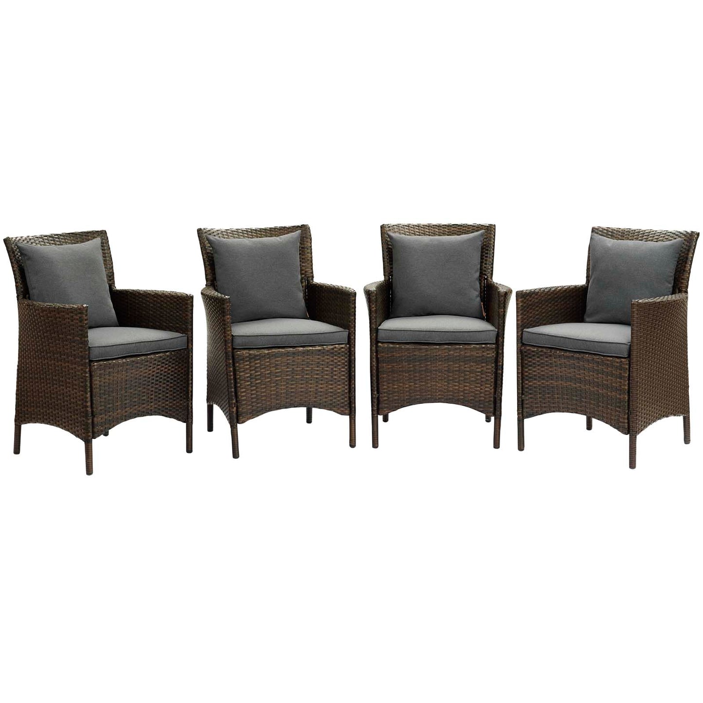 Modway Conduit Outdoor Patio Wicker Rattan Dining Armchair Set of 4 | Dining Chairs | Modishstore-24