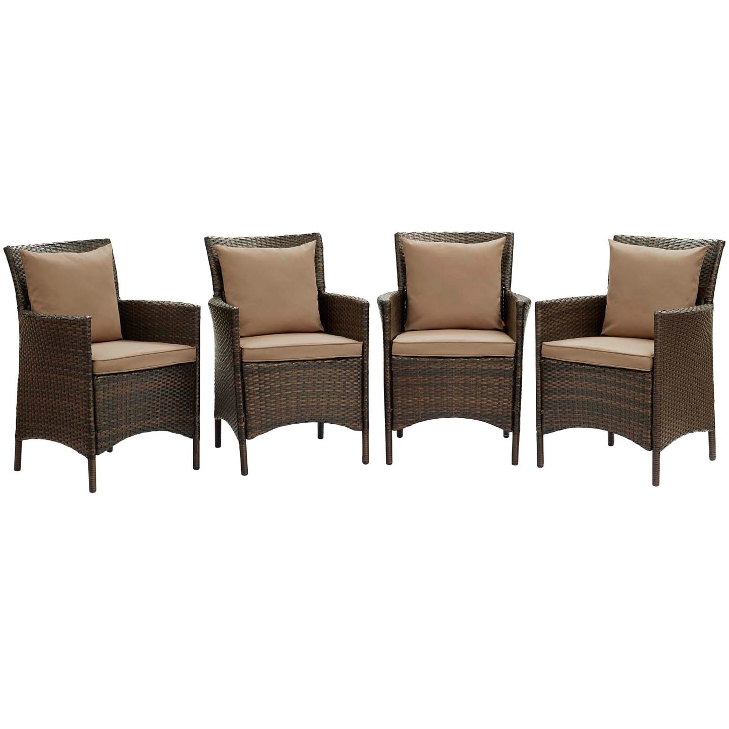 Modway Conduit Outdoor Patio Wicker Rattan Dining Armchair Set of 4 | Dining Chairs | Modishstore-28