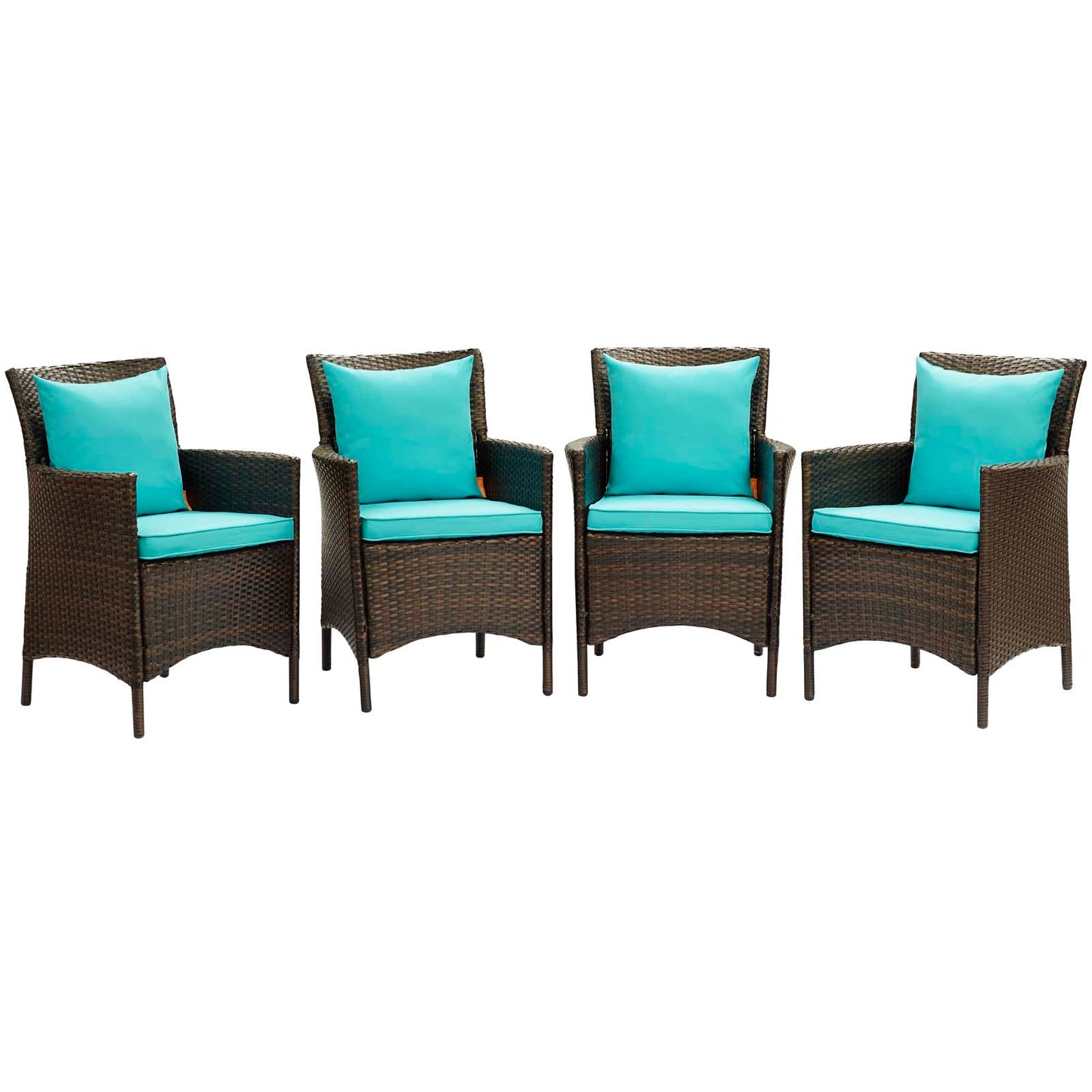Modway Conduit Outdoor Patio Wicker Rattan Dining Armchair Set of 4 | Dining Chairs | Modishstore-32