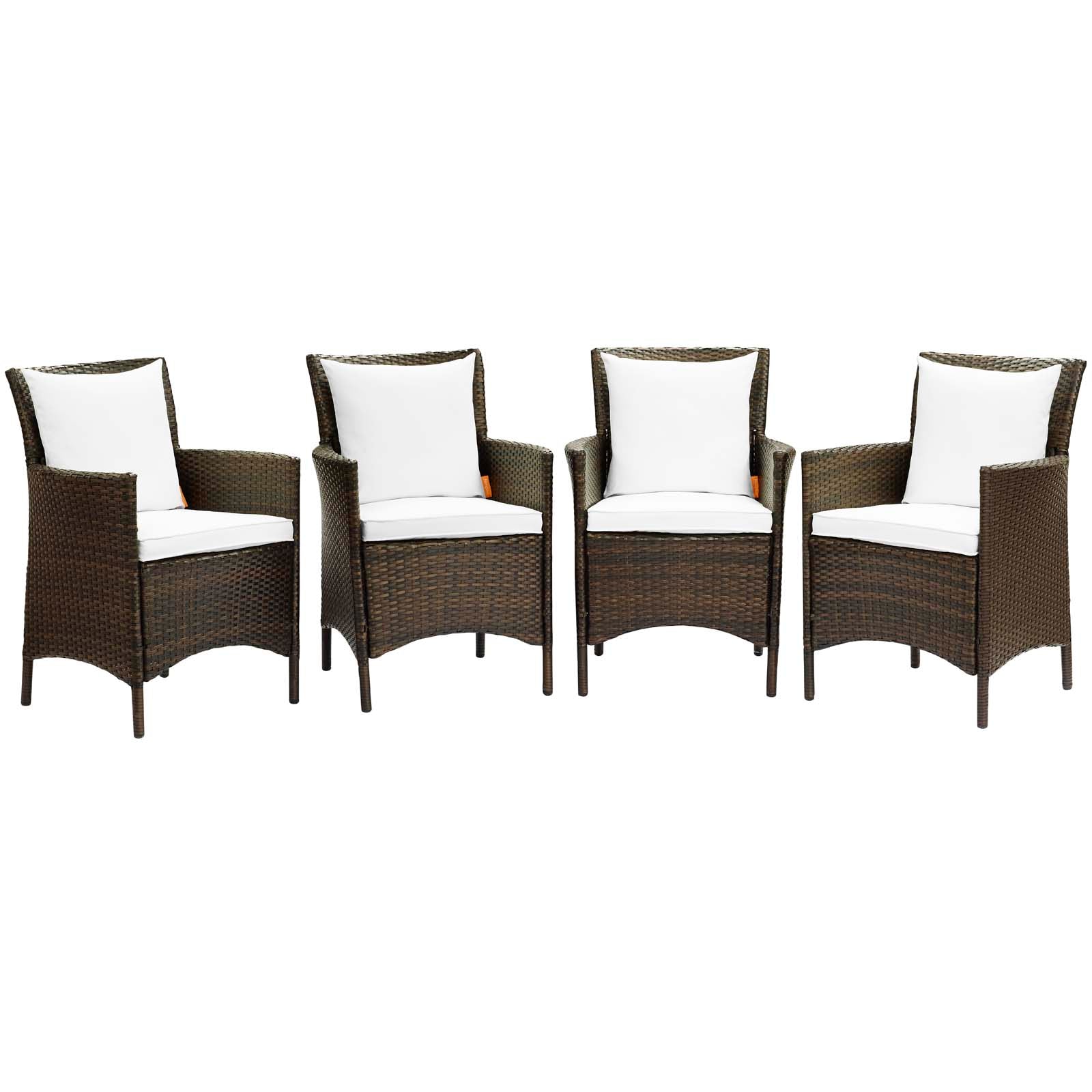 Modway Conduit Outdoor Patio Wicker Rattan Dining Armchair Set of 4 | Dining Chairs | Modishstore-33