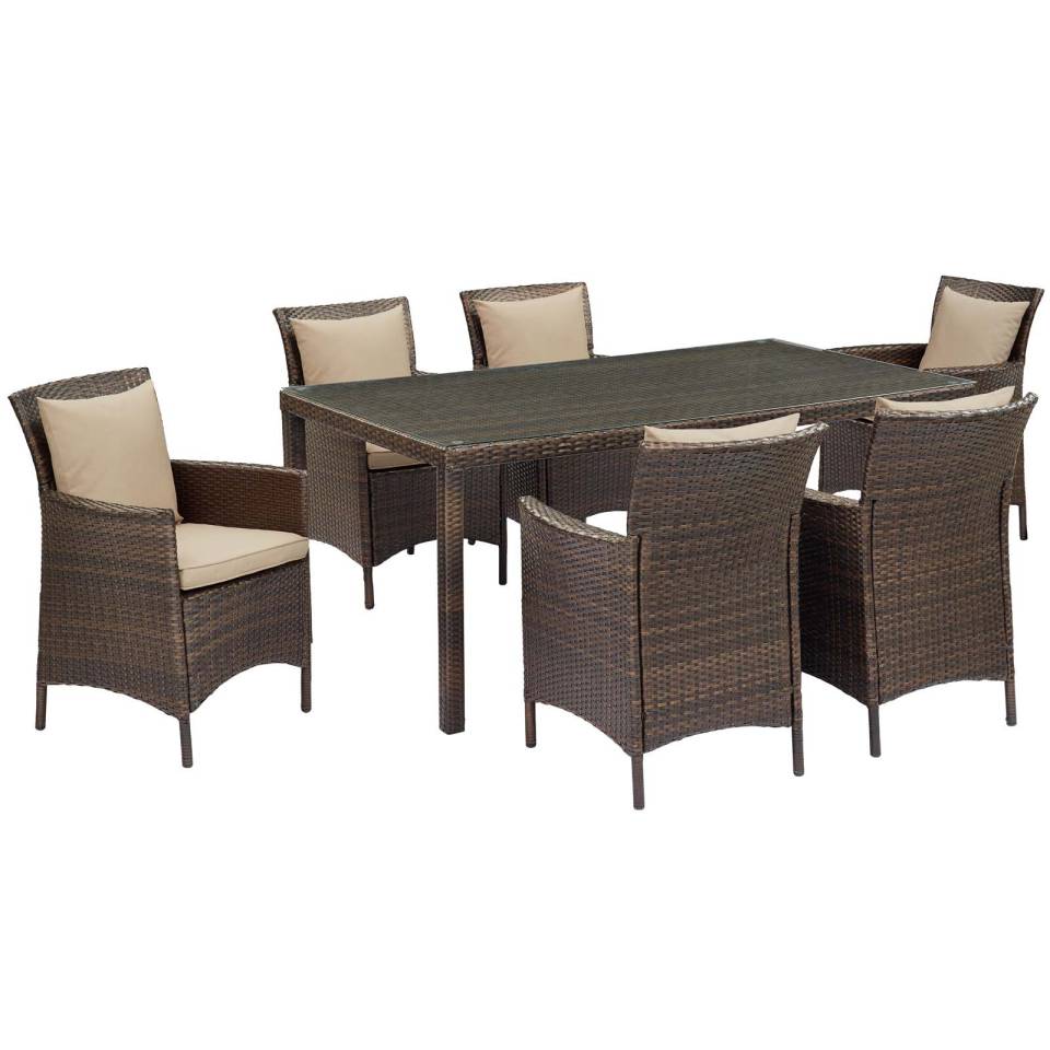Modway Conduit 7 Piece Outdoor Patio Wicker Rattan Dining Set - EEI-4032 | Outdoor Dining Sets | Modishstore - 6