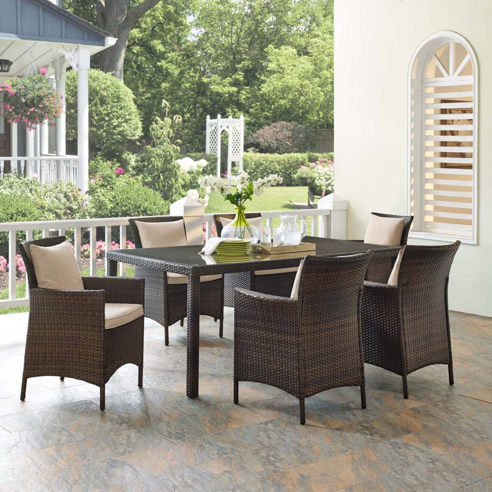 Modway Conduit 7 Piece Outdoor Patio Wicker Rattan Dining Set - EEI-4032 | Outdoor Dining Sets | Modishstore - 1