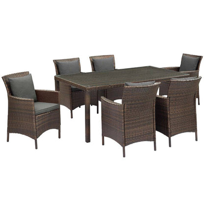 Modway Conduit 7 Piece Outdoor Patio Wicker Rattan Dining Set - EEI-4032 | Outdoor Dining Sets | Modishstore - 7