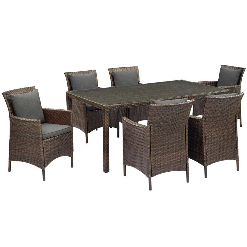 Modway Conduit 7 Piece Outdoor Patio Wicker Rattan Dining Set - EEI-4032 | Outdoor Dining Sets | Modishstore - 7