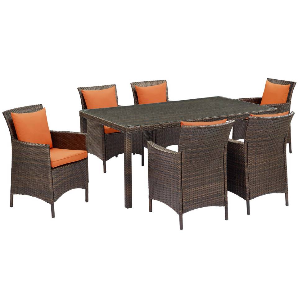 Modway Conduit 7 Piece Outdoor Patio Wicker Rattan Dining Set - EEI-4032 | Outdoor Dining Sets | Modishstore - 11