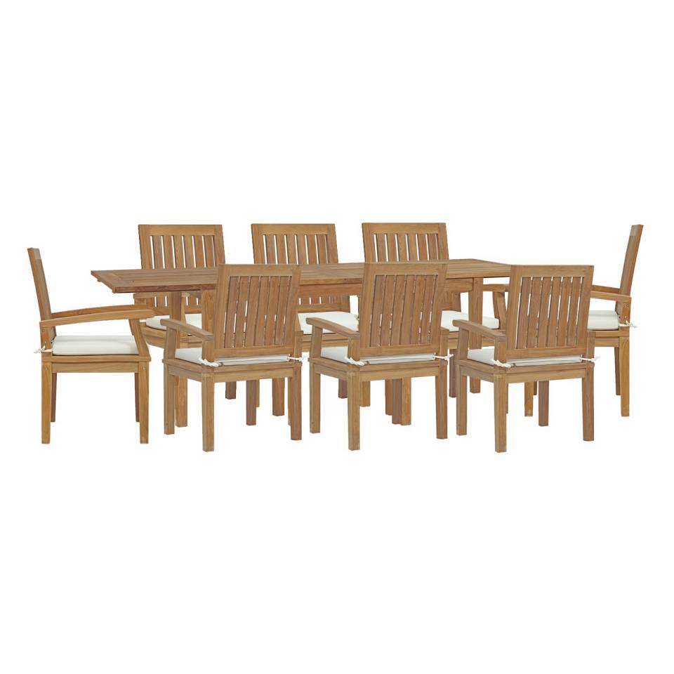 Modway Marina 9 Piece Outdoor Patio Teak Dining Set - EEI-4034 | Outdoor Dining Sets | Modishstore - 2