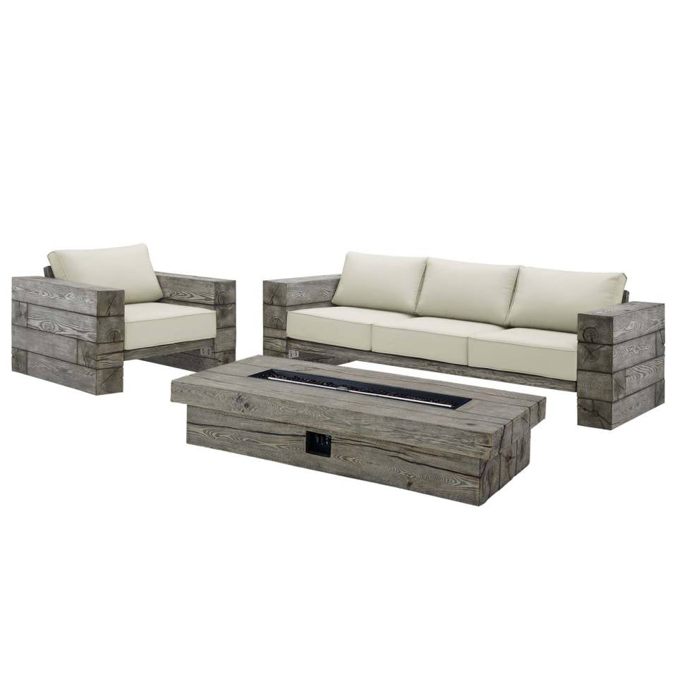 Modway Manteo Rustic Coastal Outdoor Patio Sunbrella® 3 Piece Set - EEI-4035 | Outdoor Dining Sets | Modishstore - 2