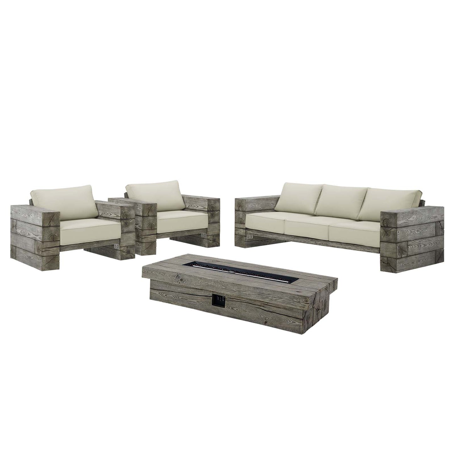 Modway Manteo Rustic Coastal Outdoor Patio Sunbrella® 4 Piece Set - EEI-4036 | Outdoor Sofas, Loveseats & Sectionals | Modishstore - 2