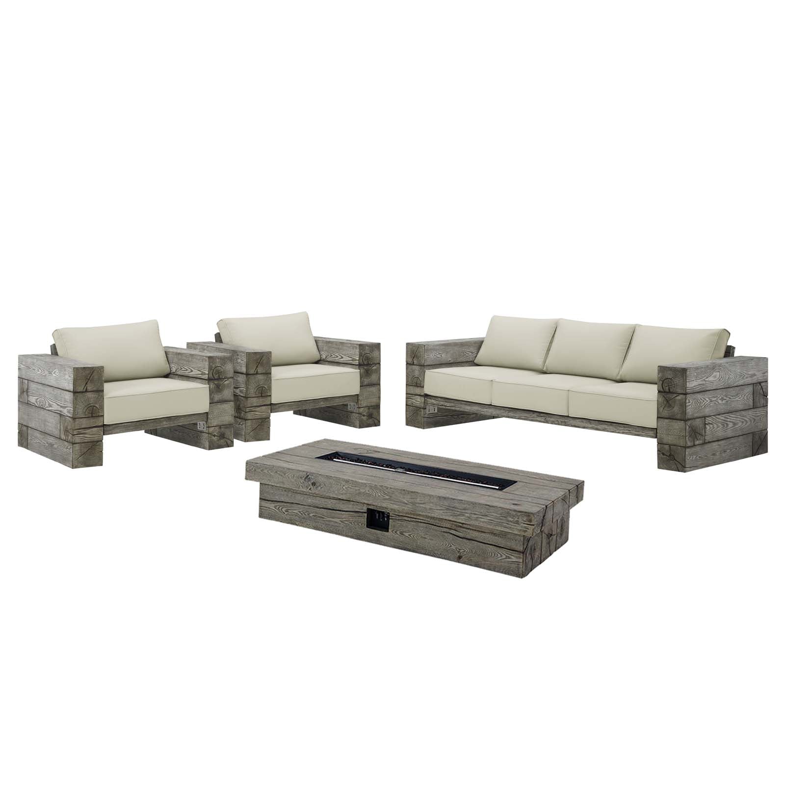 Modway Manteo Rustic Coastal Outdoor Patio Sunbrella® 4 Piece Set - EEI-4036 | Outdoor Sofas, Loveseats & Sectionals | Modishstore - 2