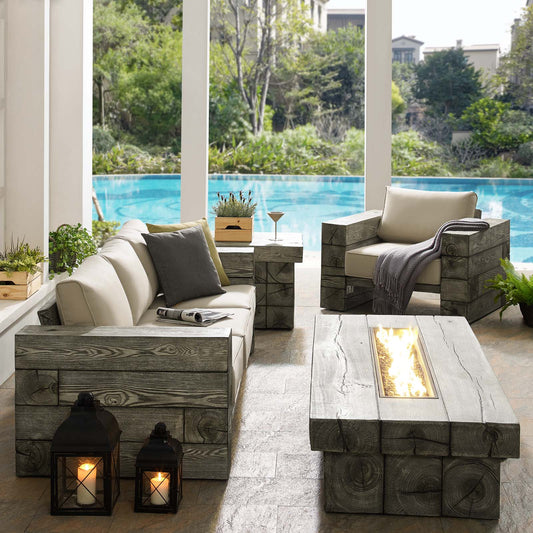 Modway Manteo Rustic Coastal Outdoor Patio Sunbrella® 4 Piece Set - EEI-4037 | Outdoor Sofas, Loveseats & Sectionals | Modishstore - 1