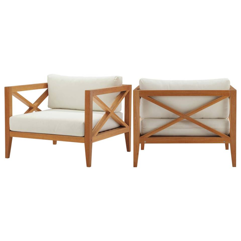 Modway Northlake Outdoor Patio Premium Grade A Teak Wood Armchair Set of 2 - EEI-4041 | Outdoor Chairs | Modishstore - 2