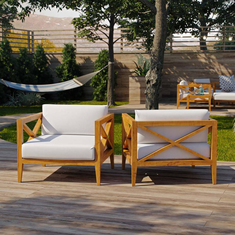 Modway Northlake Outdoor Patio Premium Grade A Teak Wood Armchair Set of 2 | Outdoor Chairs | Modishstore