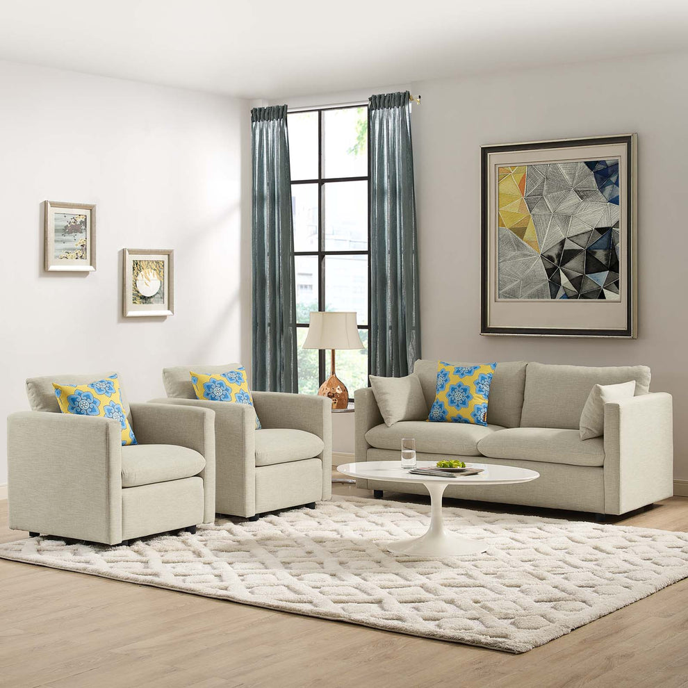 Activate 3 Piece Upholstered Fabric Set By Modway - EEI-4046 | Sofa Set | Modishstore - 1