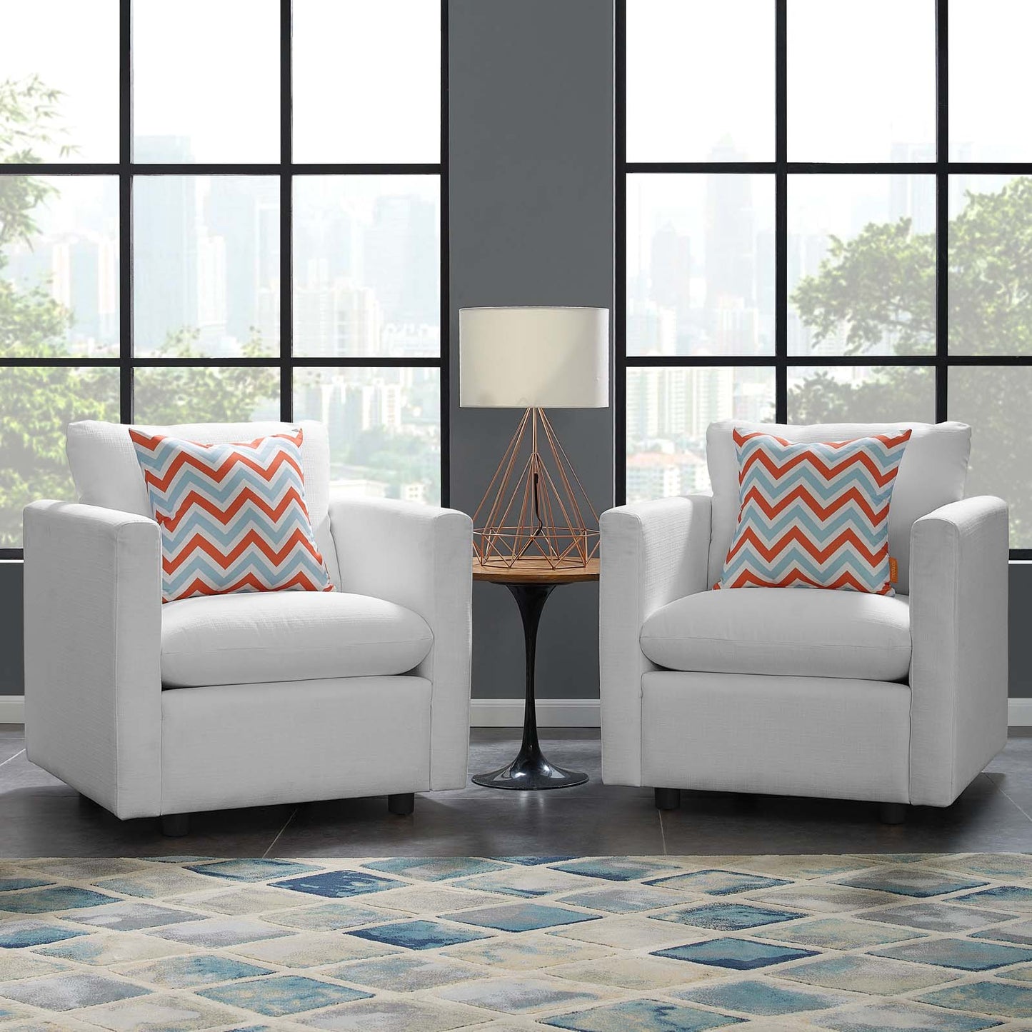 Activate Upholstered Fabric Armchair Set of 2 By Modway - EEI-4078 | Armchairs | Modishstore - 9