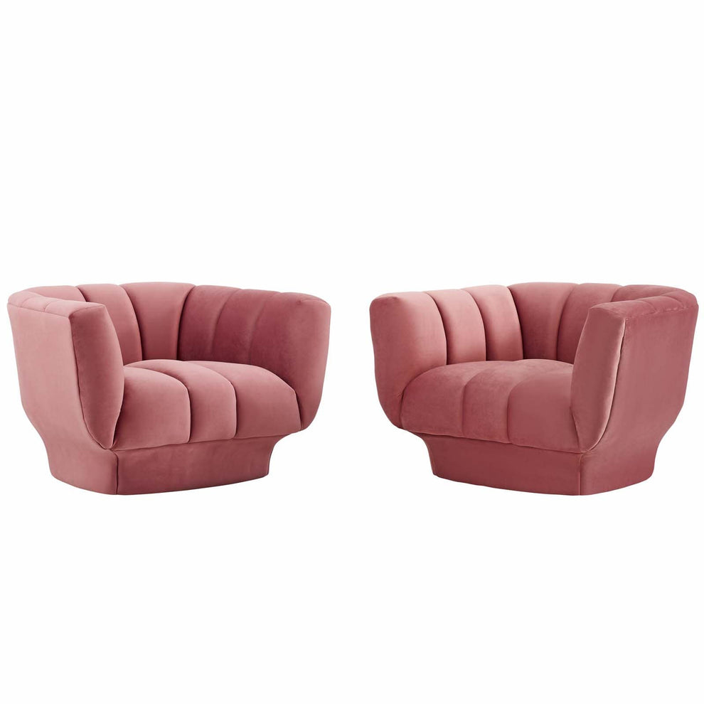 Modway Entertain Vertical Channel Tufted Performance Velvet Armchair Set of 2 - EEI-4085 | Armchairs | Modishstore - 2