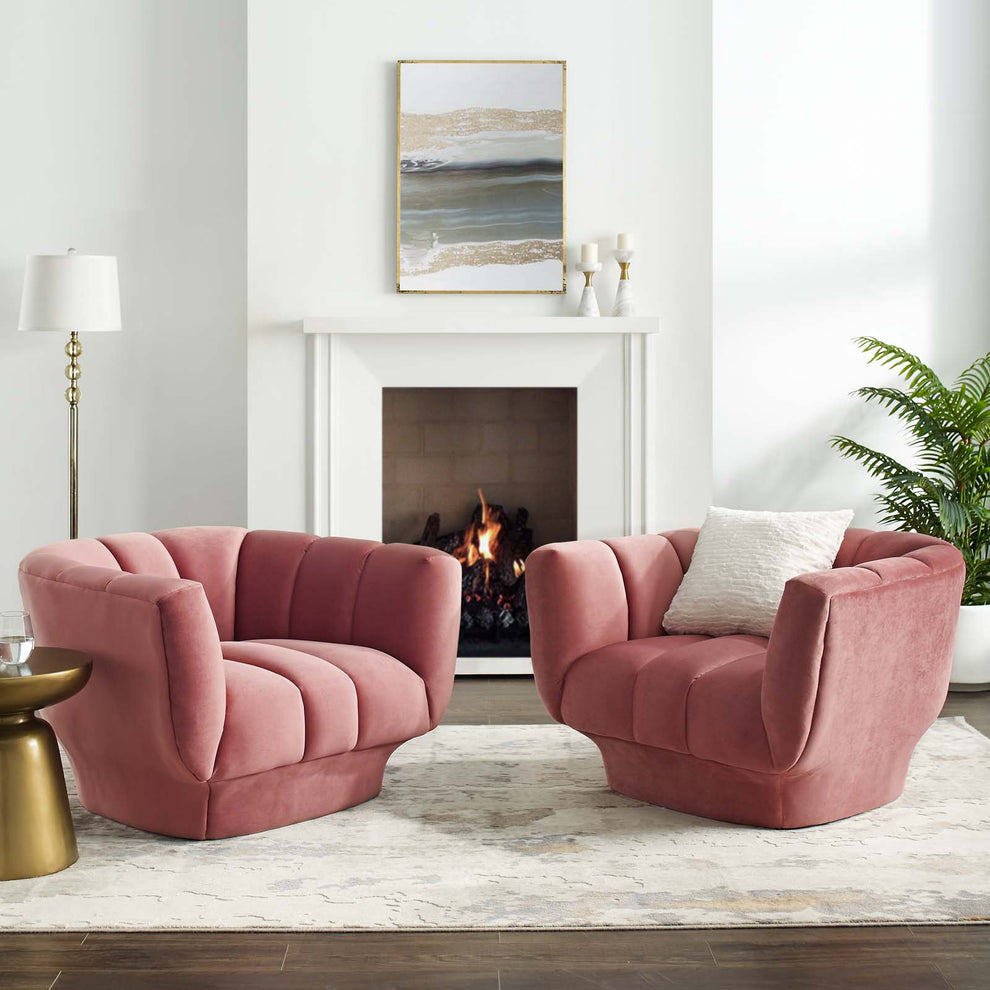 Modway Entertain Vertical Channel Tufted Performance Velvet Armchair Set of 2 - EEI-4085 | Armchairs | Modishstore - 1