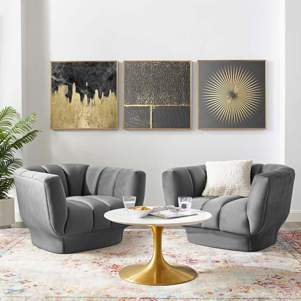 Modway Entertain Vertical Channel Tufted Performance Velvet Armchair Set of 2 - EEI-4085 | Armchairs | Modishstore - 9