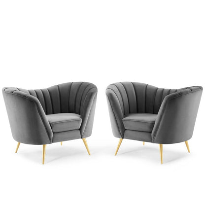 Modway Opportunity Performance Velvet Armchair Set of 2 - EEI-4088 | Armchairs | Modishstore - 2