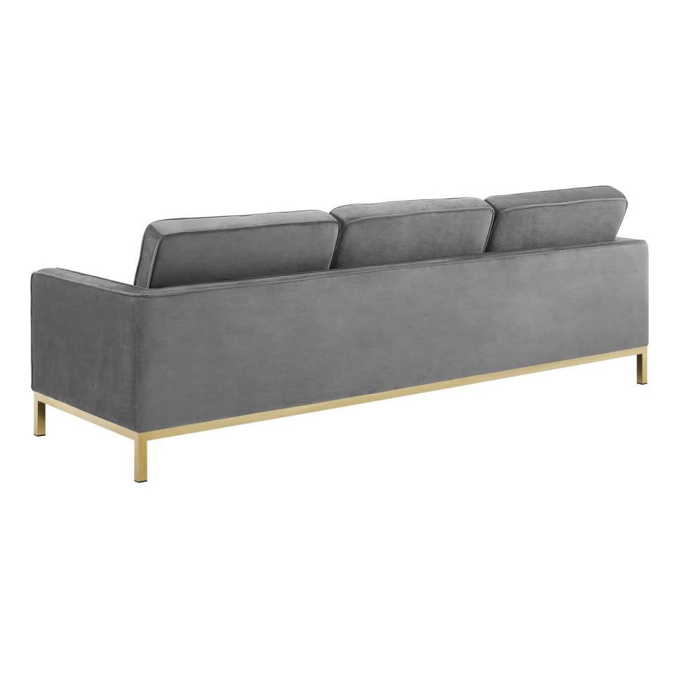 Modway Loft Gold Stainless Steel Leg Performance Velvet Sofa and Loveseat Set | Sofas | Modishstore-4