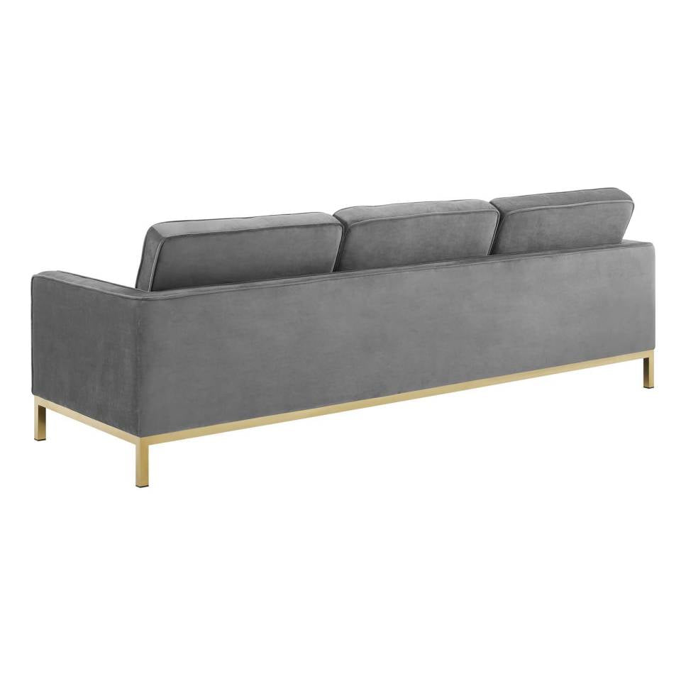 Modway Loft Gold Stainless Steel Leg Performance Velvet Sofa and Loveseat Set - EEI-4099 | Sofa Set | Modishstore - 4