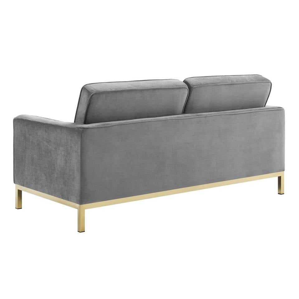Modway Loft Gold Stainless Steel Leg Performance Velvet Sofa and Loveseat Set | Sofas | Modishstore-6