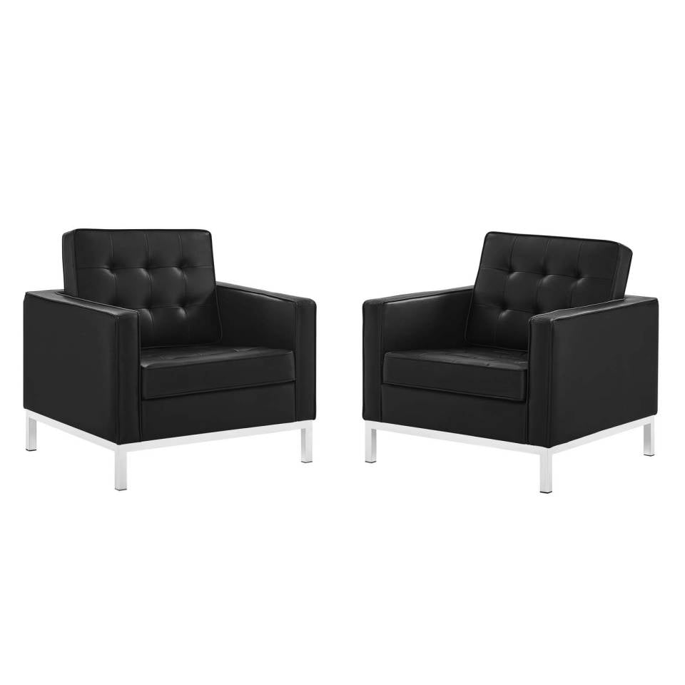 Modway Loft Tufted Upholstered Faux Leather Armchair Set of 2 - EEI-4101 | Armchairs | Modishstore - 2