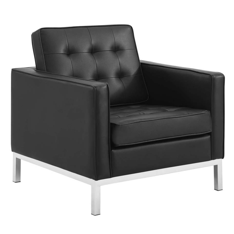 Modway Loft Tufted Upholstered Faux Leather Armchair Set of 2 - EEI-4101 | Armchairs | Modishstore - 3