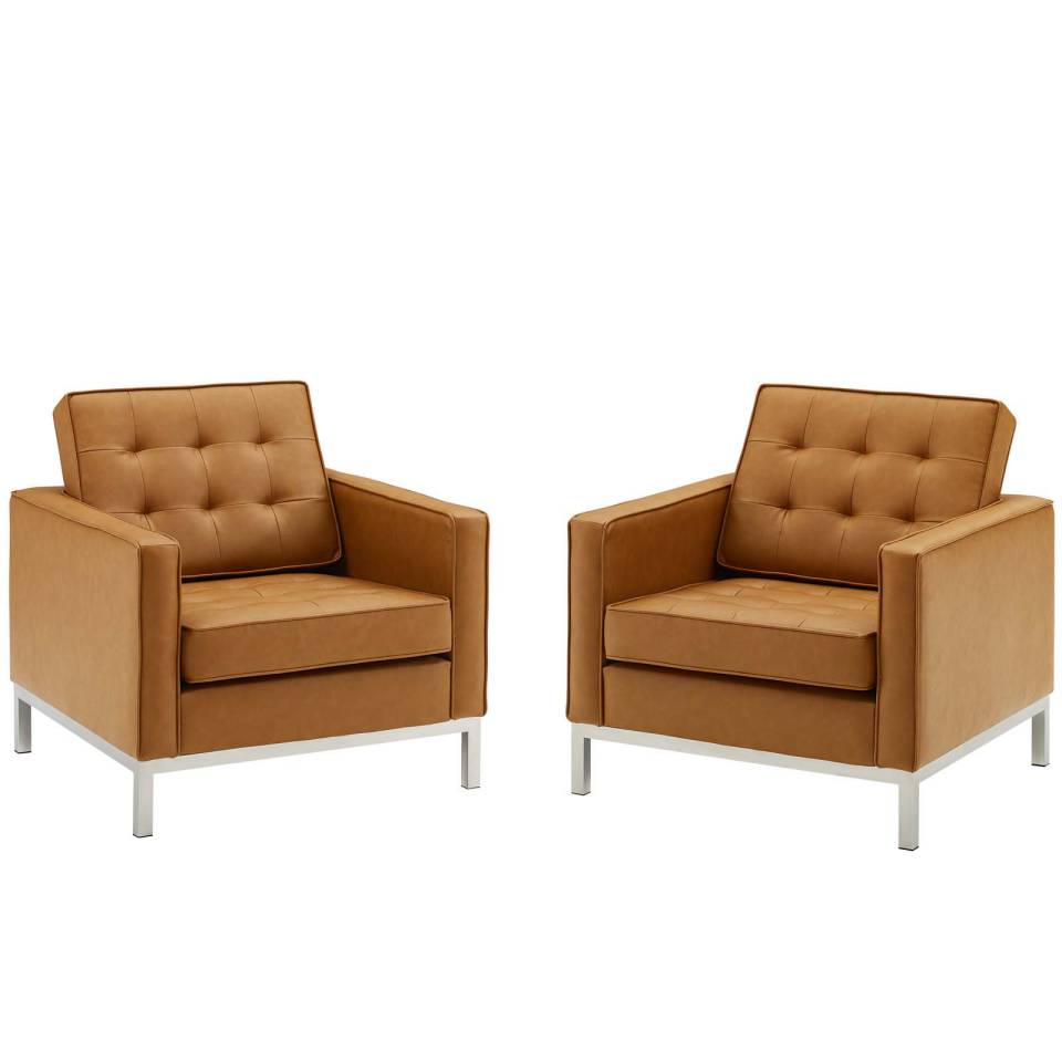 Modway Loft Tufted Upholstered Faux Leather Armchair Set of 2 - EEI-4101 | Armchairs | Modishstore - 6