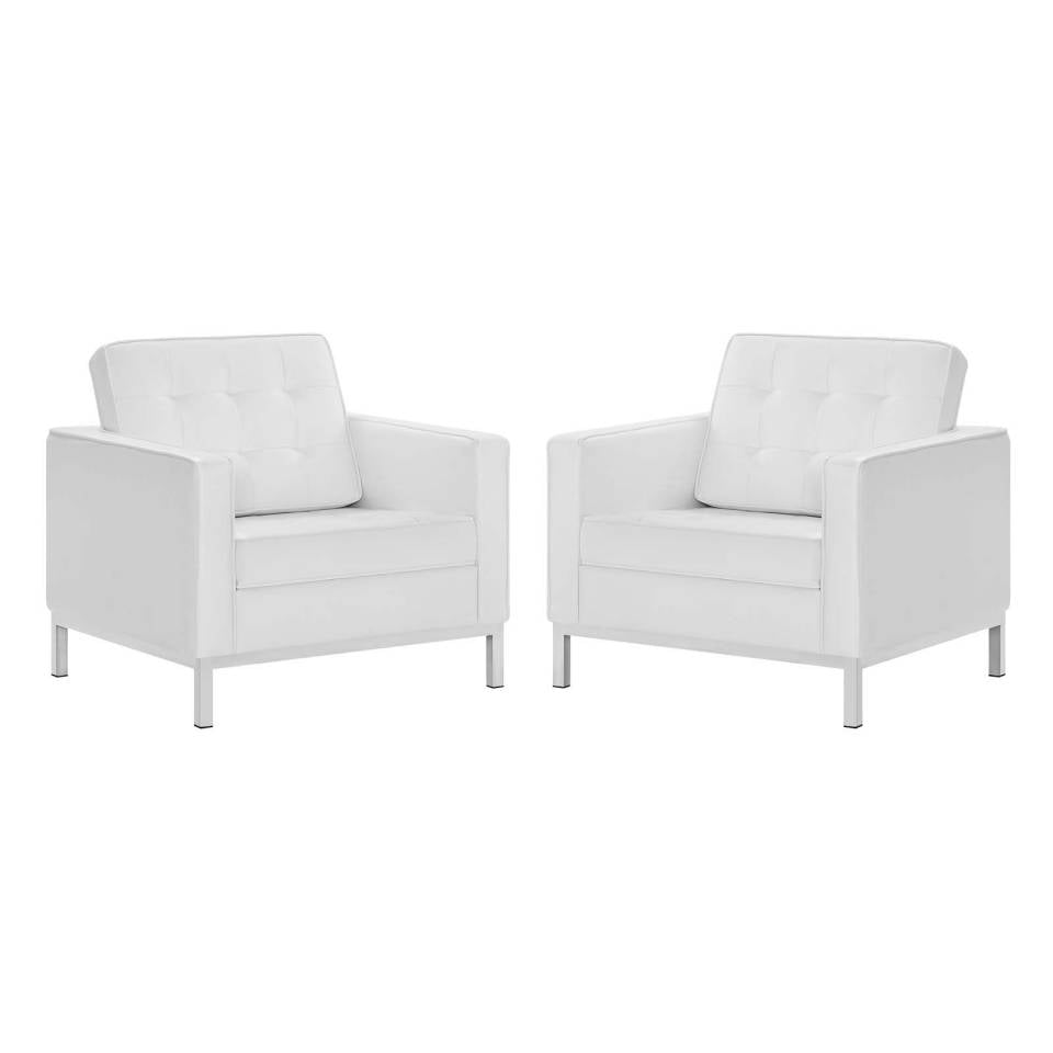 Modway Loft Tufted Upholstered Faux Leather Armchair Set of 2 - EEI-4101 | Armchairs | Modishstore - 7