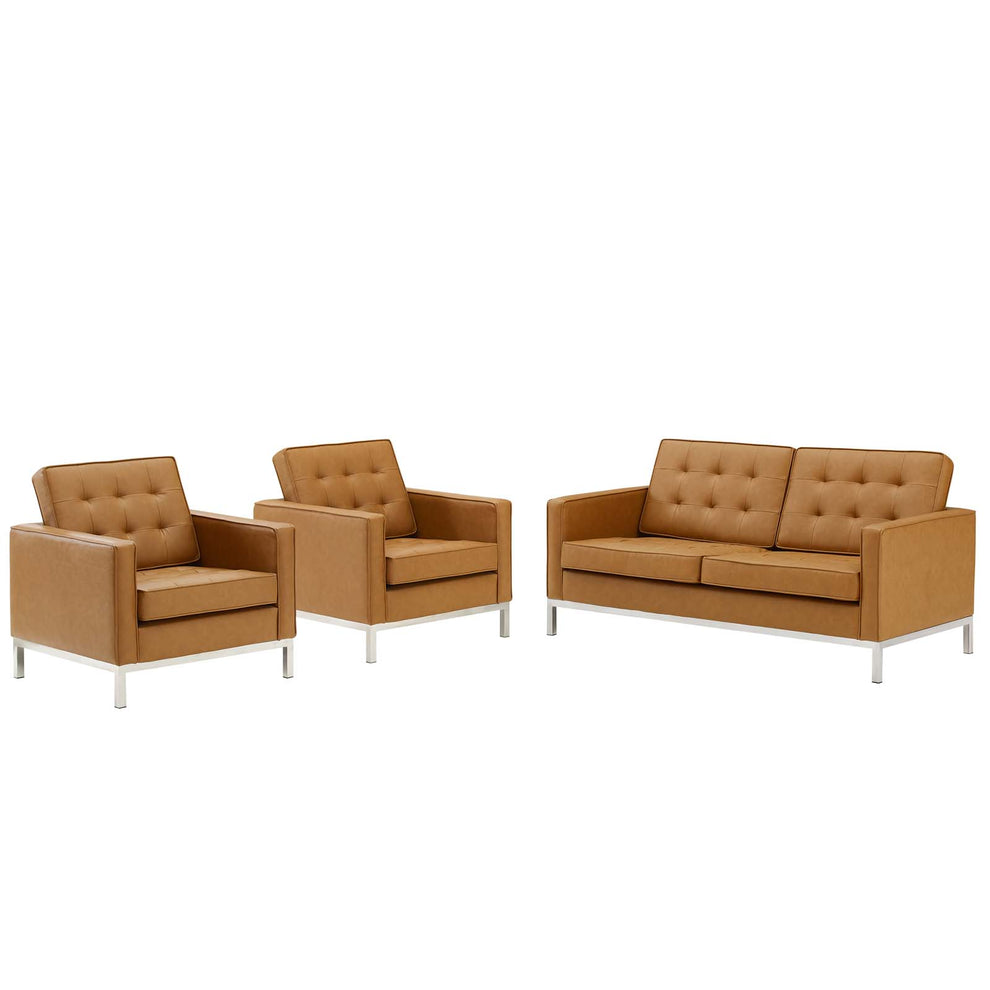Modway Loft 3 Piece Tufted Upholstered Faux Leather Set - EEI-4103 | Sofa Set | Modishstore - 6
