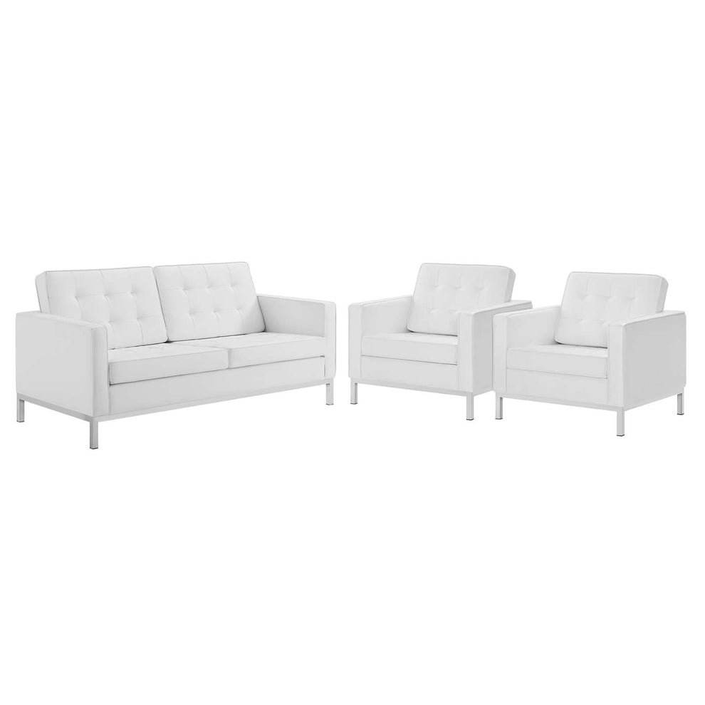 Modway Loft 3 Piece Tufted Upholstered Faux Leather Set - EEI-4103 | Sofa Set | Modishstore - 10
