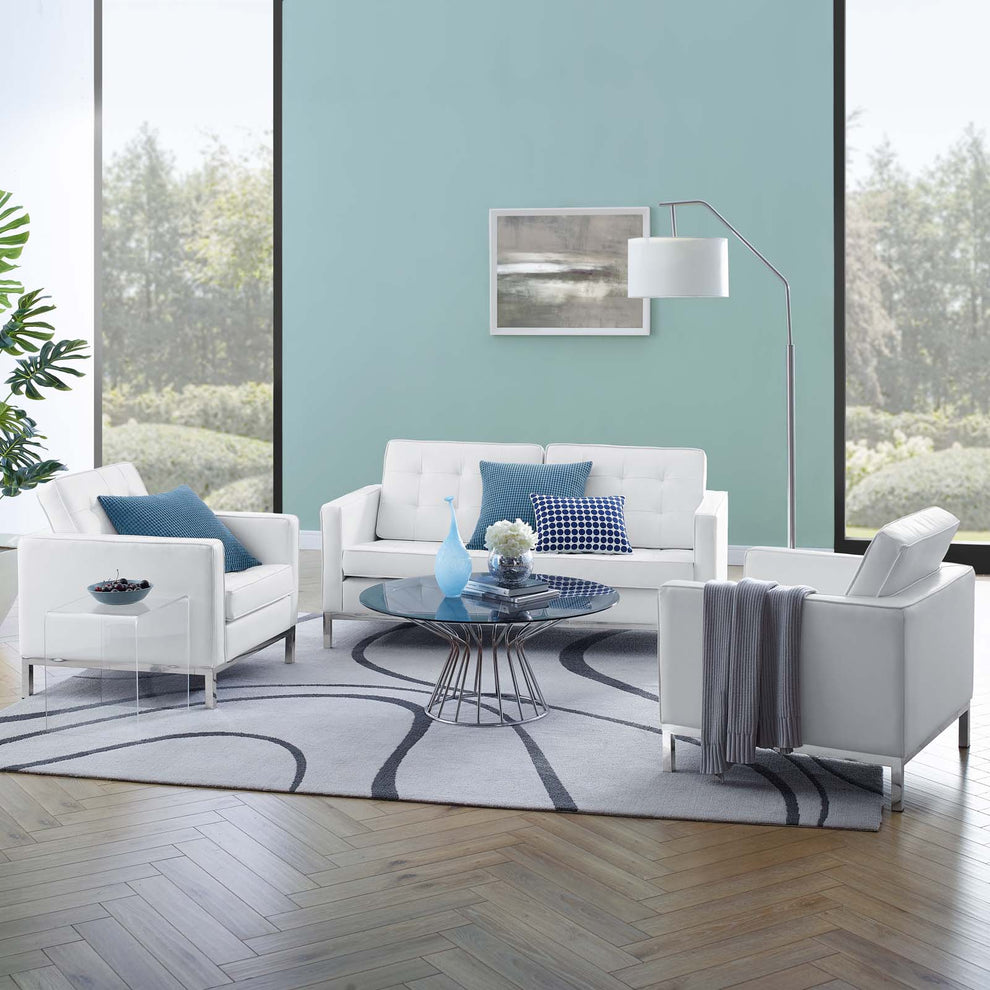 Modway Loft 3 Piece Tufted Upholstered Faux Leather Set - EEI-4103 | Sofa Set | Modishstore - 8