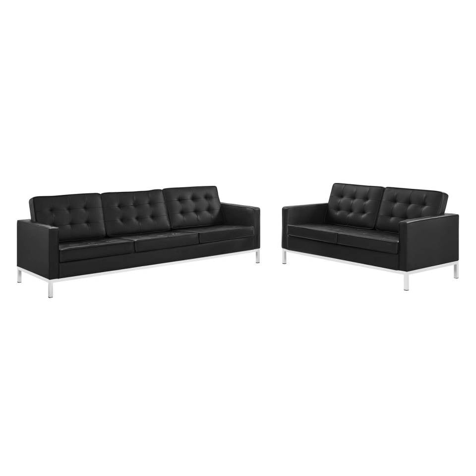Modway Loft Tufted Upholstered Faux Leather Sofa and Loveseat Set | Loveseats | Modishstore-2