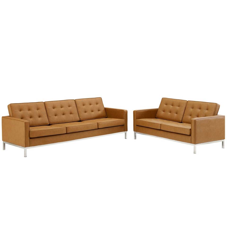 Modway Loft Tufted Upholstered Faux Leather Sofa and Loveseat Set - EEI-4106 | Sofa Set | Modishstore - 7
