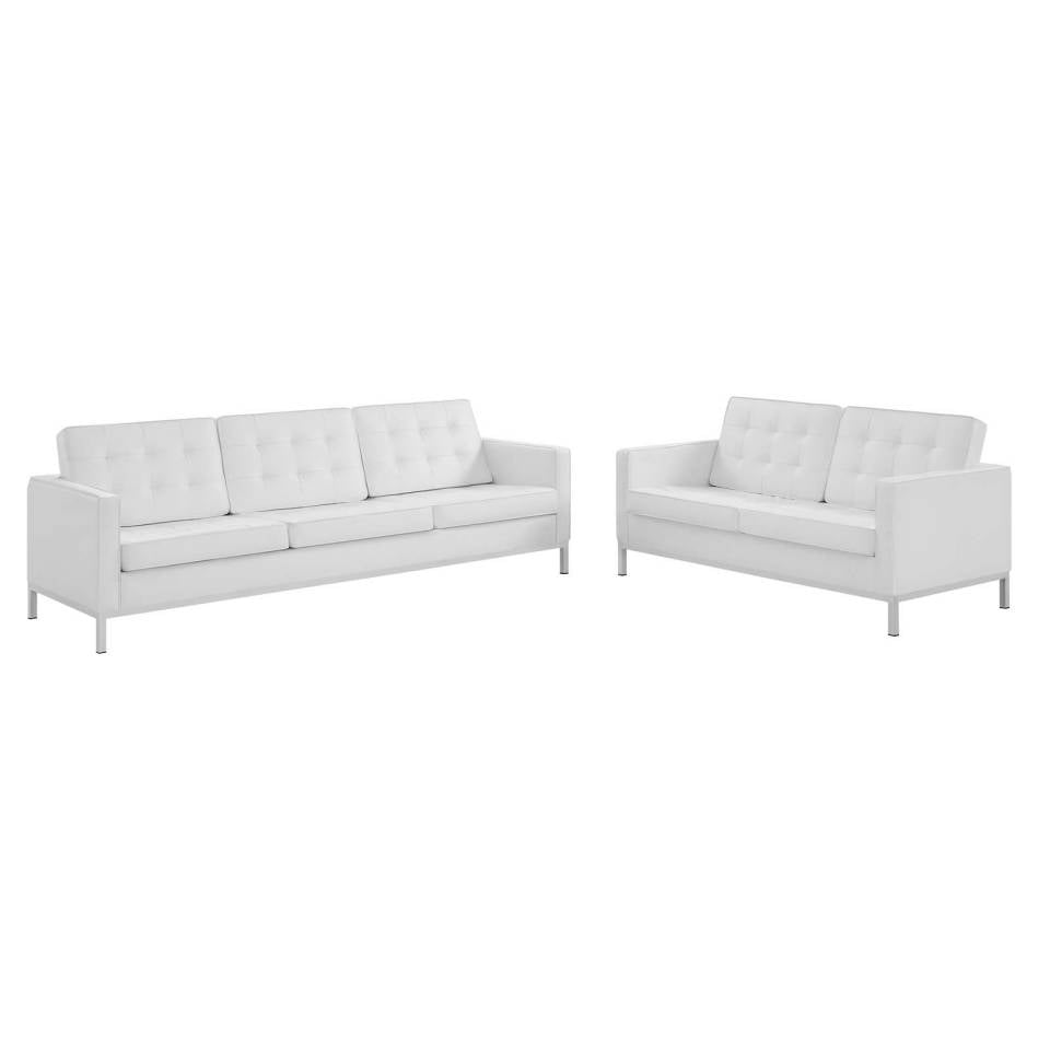 Modway Loft Tufted Upholstered Faux Leather Sofa and Loveseat Set - EEI-4106 | Sofa Set | Modishstore - 8