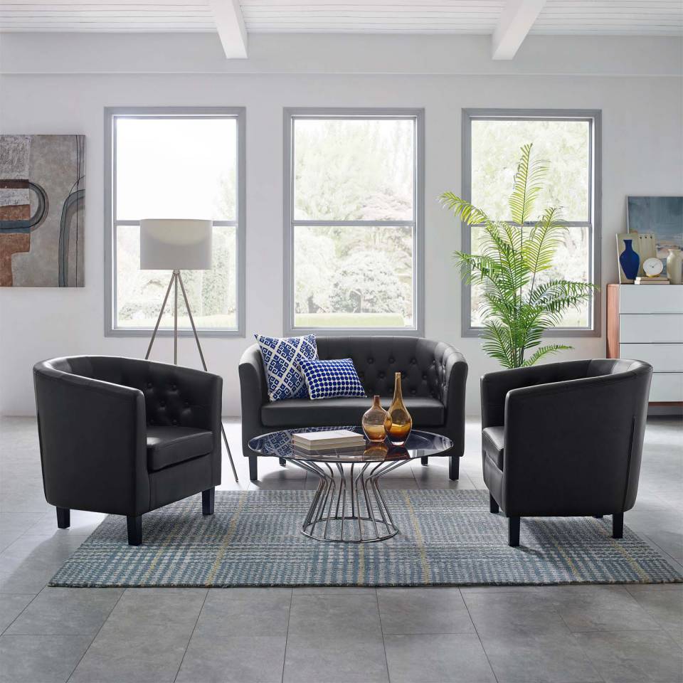 Modway Prospect 3 Piece Upholstered Vinyl Set - EEI-4109 | Sofa Set | Modishstore - 1