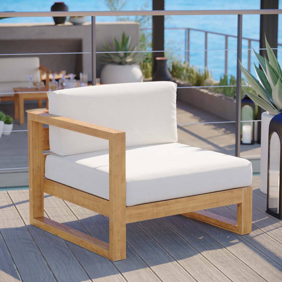 Modway Upland Outdoor Patio Teak Wood Left-Arm Chair | Outdoor Patio Daybed | Modishstore