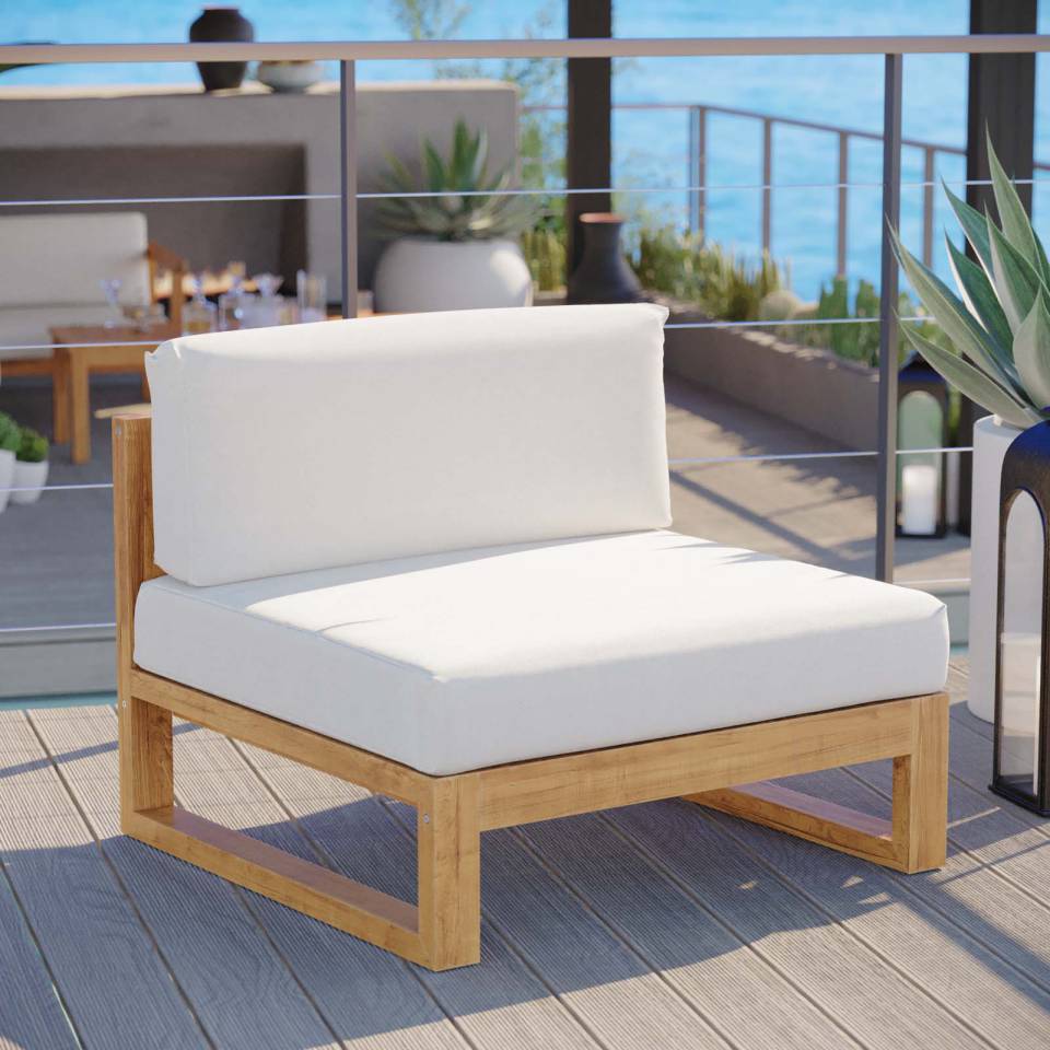 Modway Upland Outdoor Patio Teak Wood Armless Chair - EEI-4125 | Outdoor Chairs | Modishstore - 1