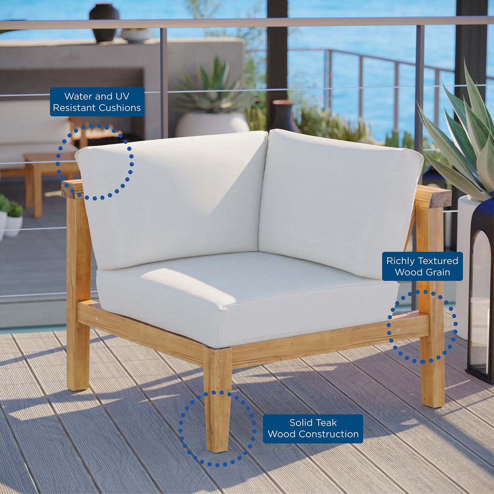Modway Bayport Outdoor Patio Teak Wood Corner Chair - EEI-4127 | Outdoor Sofas, Loveseats & Sectionals | Modishstore - 7