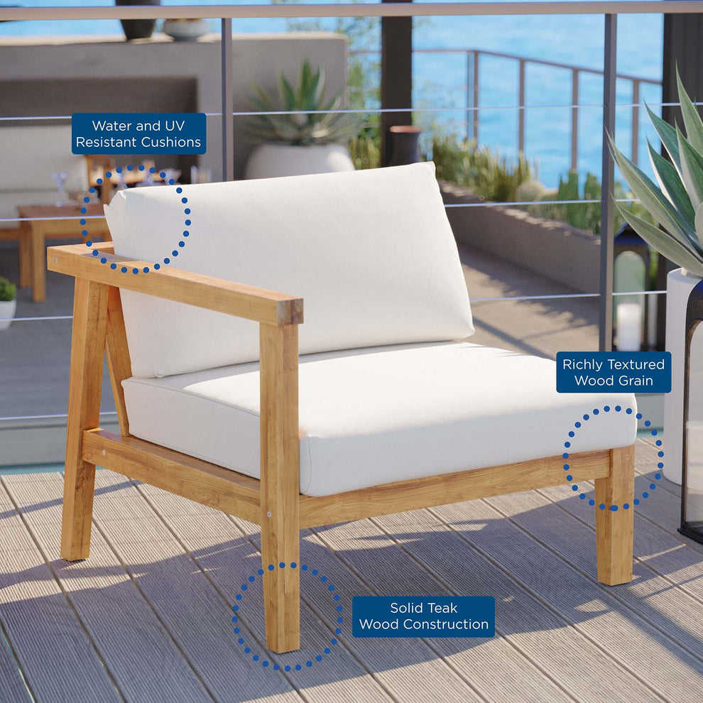 Modway Bayport Outdoor Patio Teak Wood Left-Arm Chair - EEI-4128 | Outdoor Chairs | Modishstore - 5